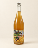 Bubble Rainette Pétillant Naturel 2021 wine bottle, front label, warm cream studio background